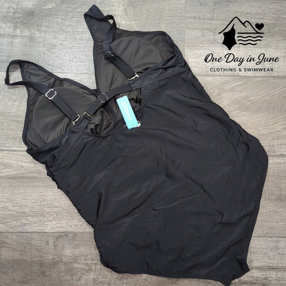 Yonique Plus Size Cross Front Tummy Control One Piece Size 22W