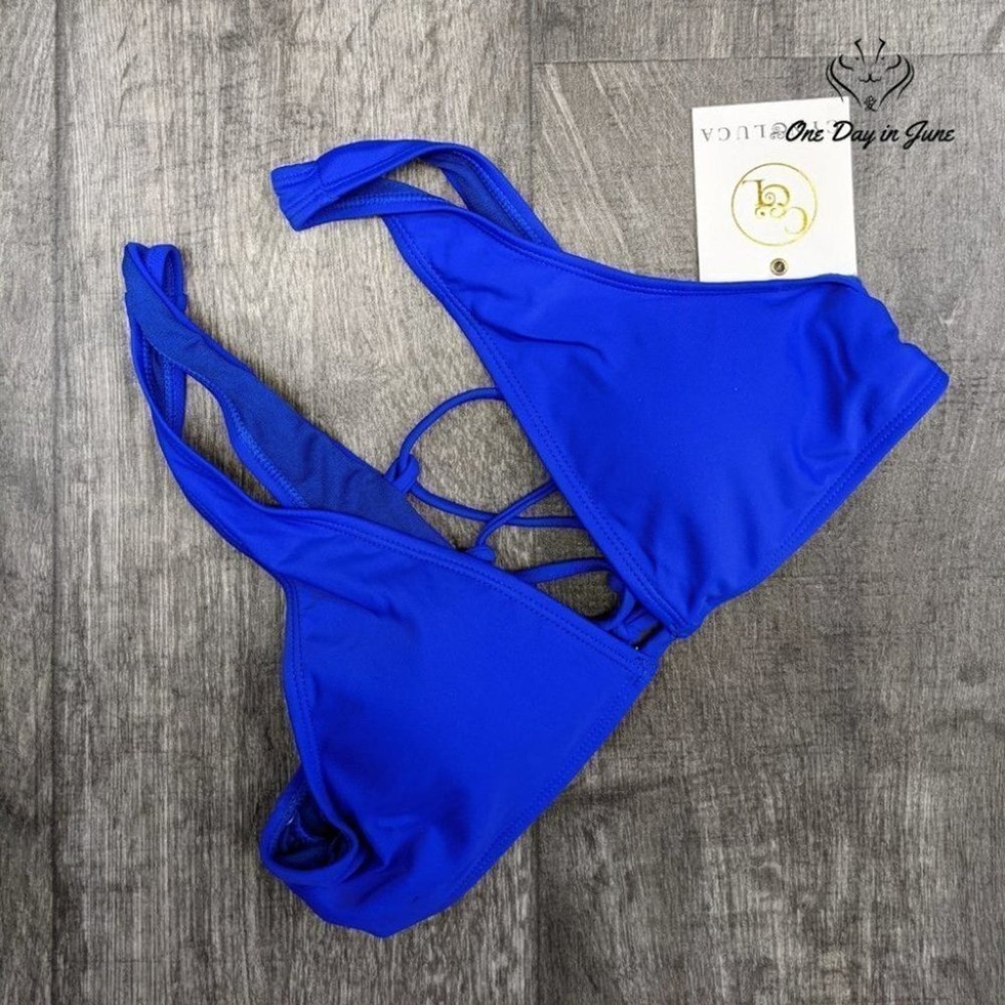 Cyn Luca Tall Triangle with Lace Back Bikini Top Swimsuit Size S