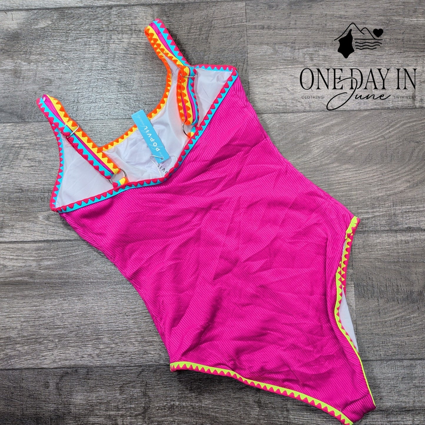 Popvil Ribbed One Piece Swimsuit Size L