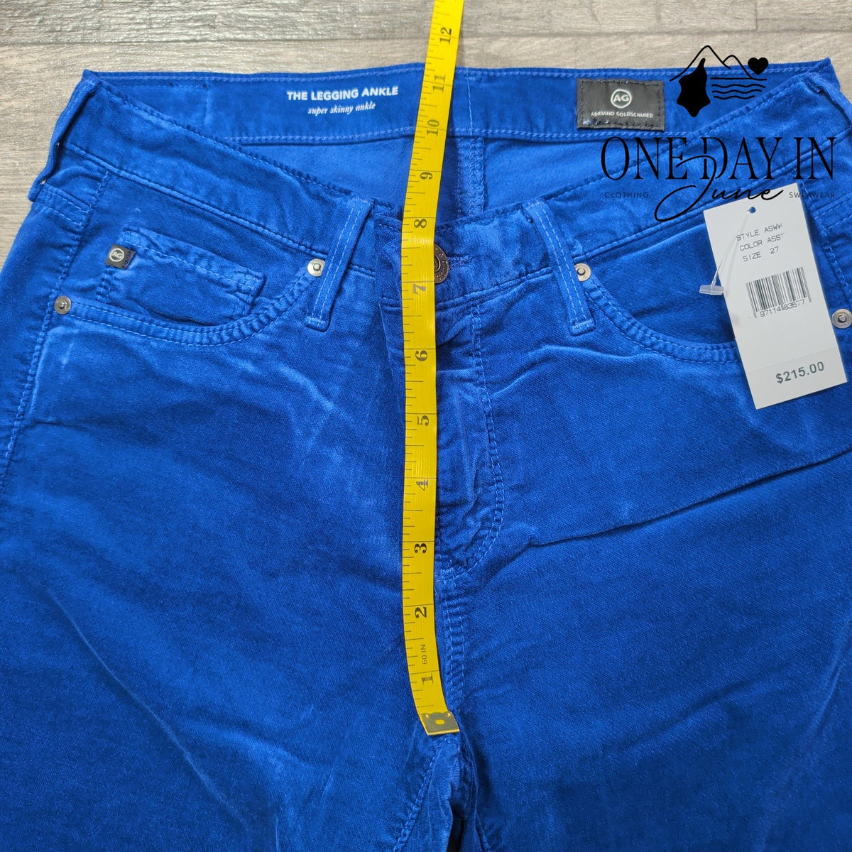 AG Adriano Goldschmied The Legging Ankle Blue Velveteen Jeans NWT Size 4 (27)