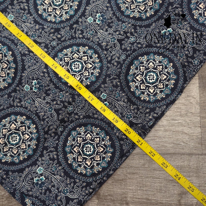 Loft Petite Pencil Skirt Navy Blue Medallion Paisley Print Size 4P