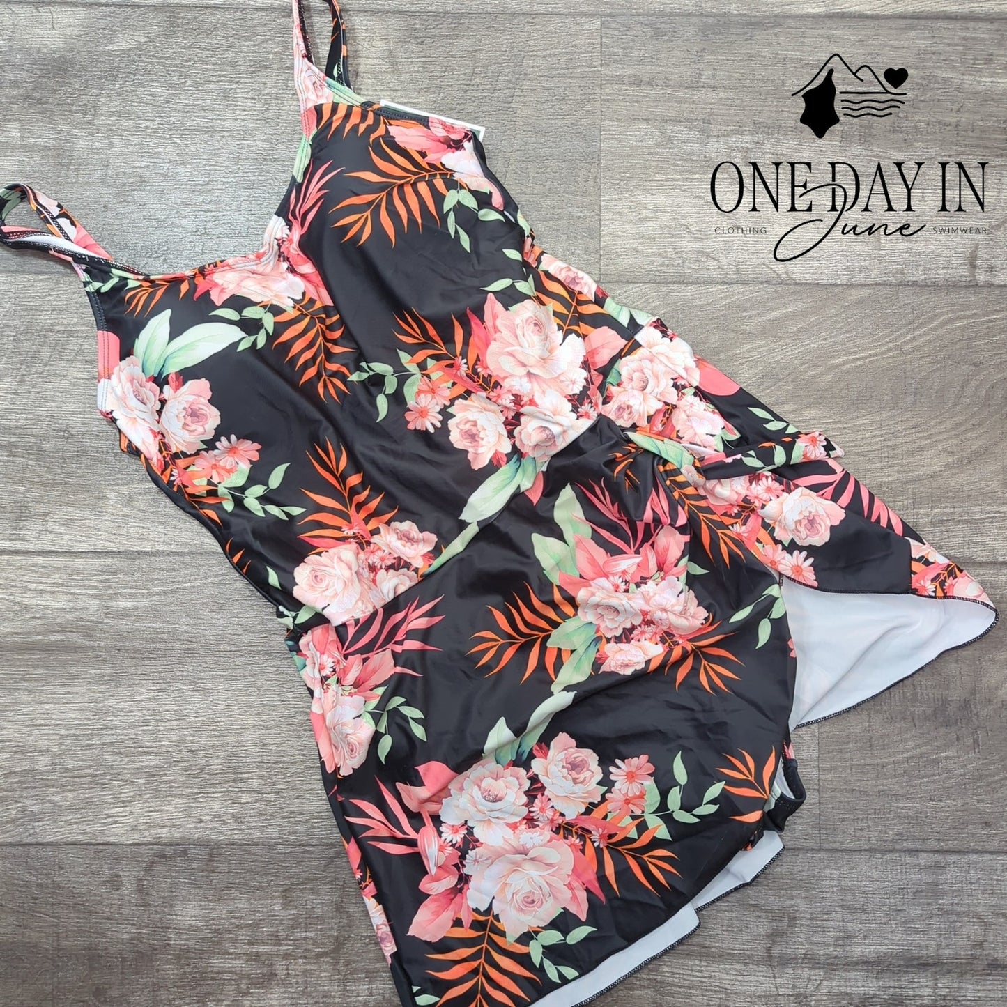 Eomenie Floral Swimdress One Piece Swimsuit Size L