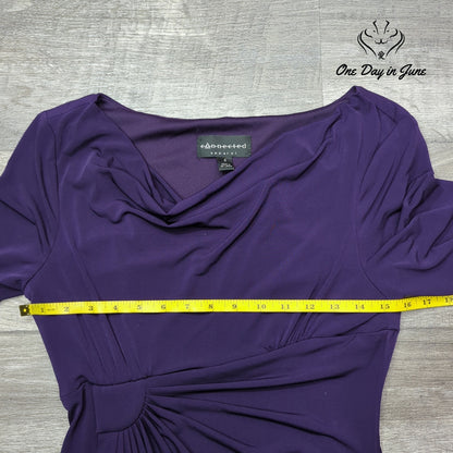 Connected Apparel Ruched Cowl Neck Sheath Dress Eggplant Purple NWT Size 6