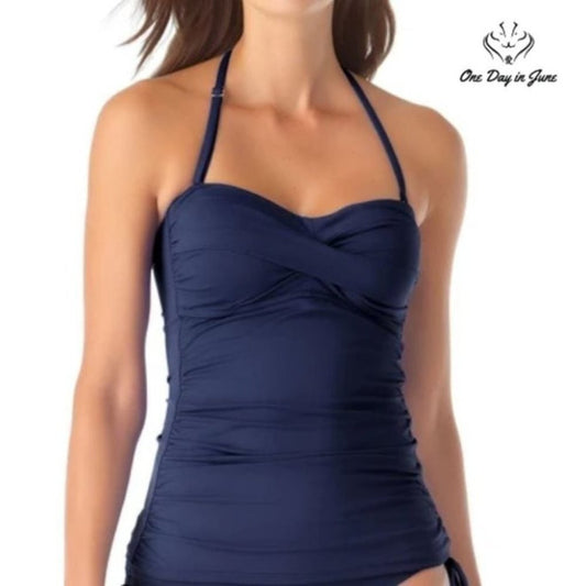 Anne Cole Twist Front Bandeau Tankini Top Size XS