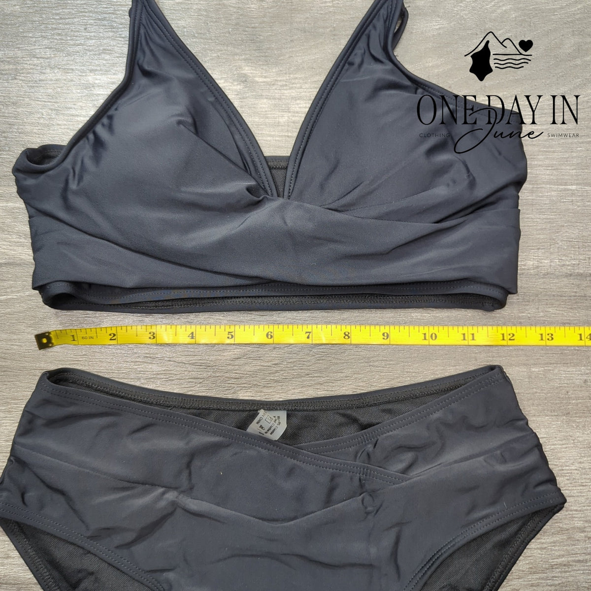 Adisputent Cross Front High Waisted Bikini Swimsuit Black Size S
