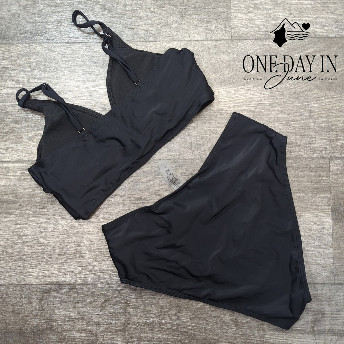 Adisputent Cross Front High Waisted Bikini Swimsuit Black Size S