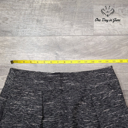 Loft Petite Metallic Textured Tweed Mini Skirt Black Silver NWOT Size 6P