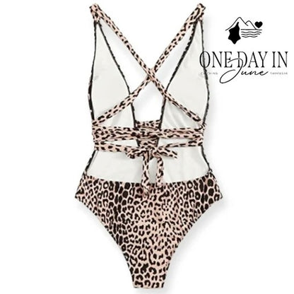 Lilosy Deep V Tie Wrap One Piece Swimsuit Size XL