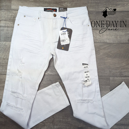 Copper Rivet Slim Fit Distressed Jeans Size 34X32