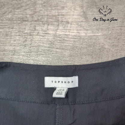 Topshop Black Pleated Straight Leg Dress Pants Trousers Size 6