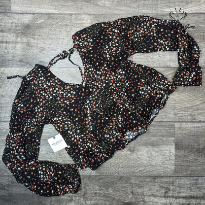 Arizona Jean Co. Black Patch Long Sleeve Blouse Size XS