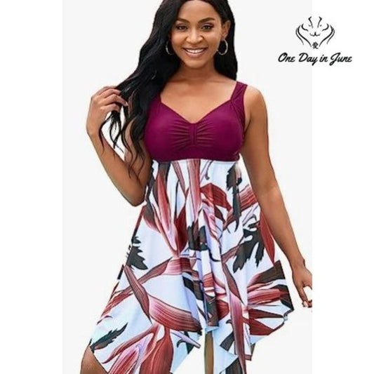 Bucota Floral Swimdress Tankini Swimsuit Size M