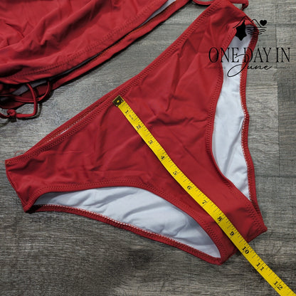 Beachsissi High Neck Drawstring Bikini Swimsuit Size M