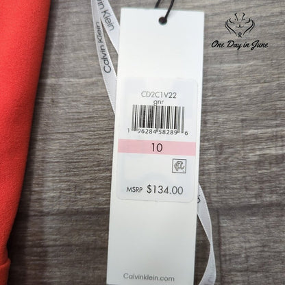 Calvin Klein Sleeveless Draped Sheath Dress Coral Orange NWT $134 Size 10