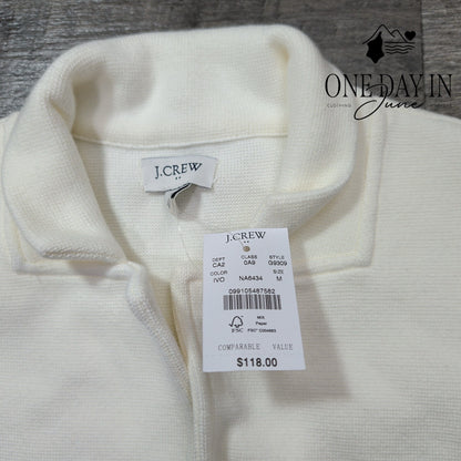 J.Crew Sweater Blazer 2 Button Knit Jacket Ivory NWT G9309 Size M