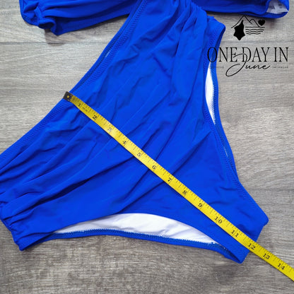 CharmLeaks Cross Front Molded Cup High Waist Bikini Swimsuit Size L