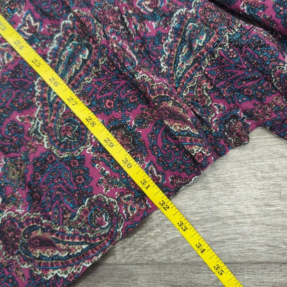 American Eagle Outfitters Paisley Boho Long Sleeve Top Purple Pink Size M