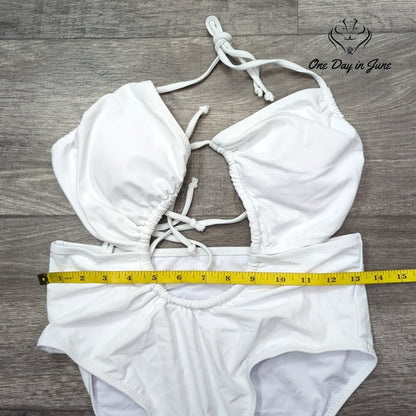 Sweatyrocks High Waist Halter Cut Out One Piece Swimsuit Size L