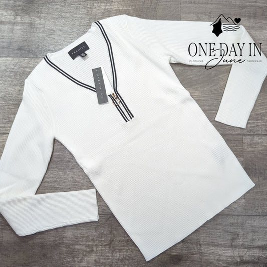 Premise Ribbed Long Sleeve Quarter Zip Sweater Size S