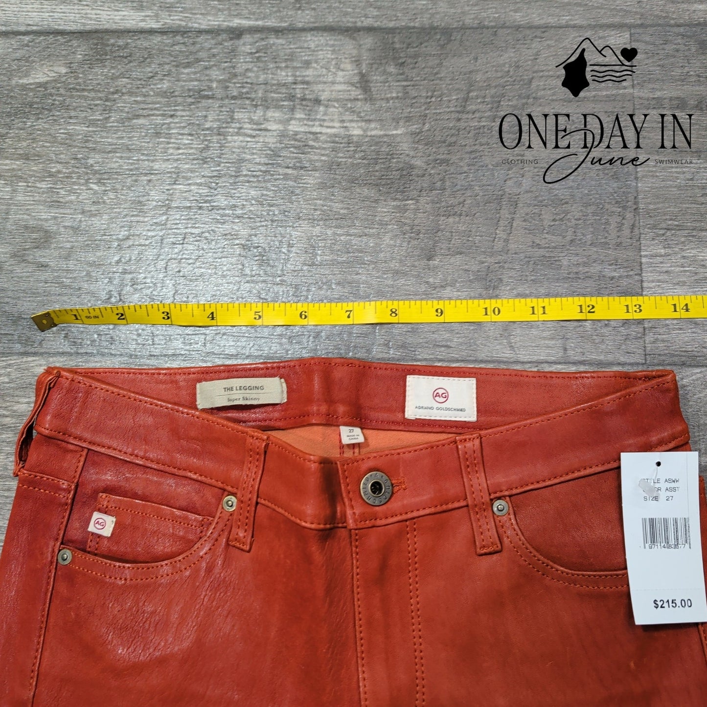 AG Adriano Goldschmied The Legging Super Skinny Orange Coated NWT $215 Size 4