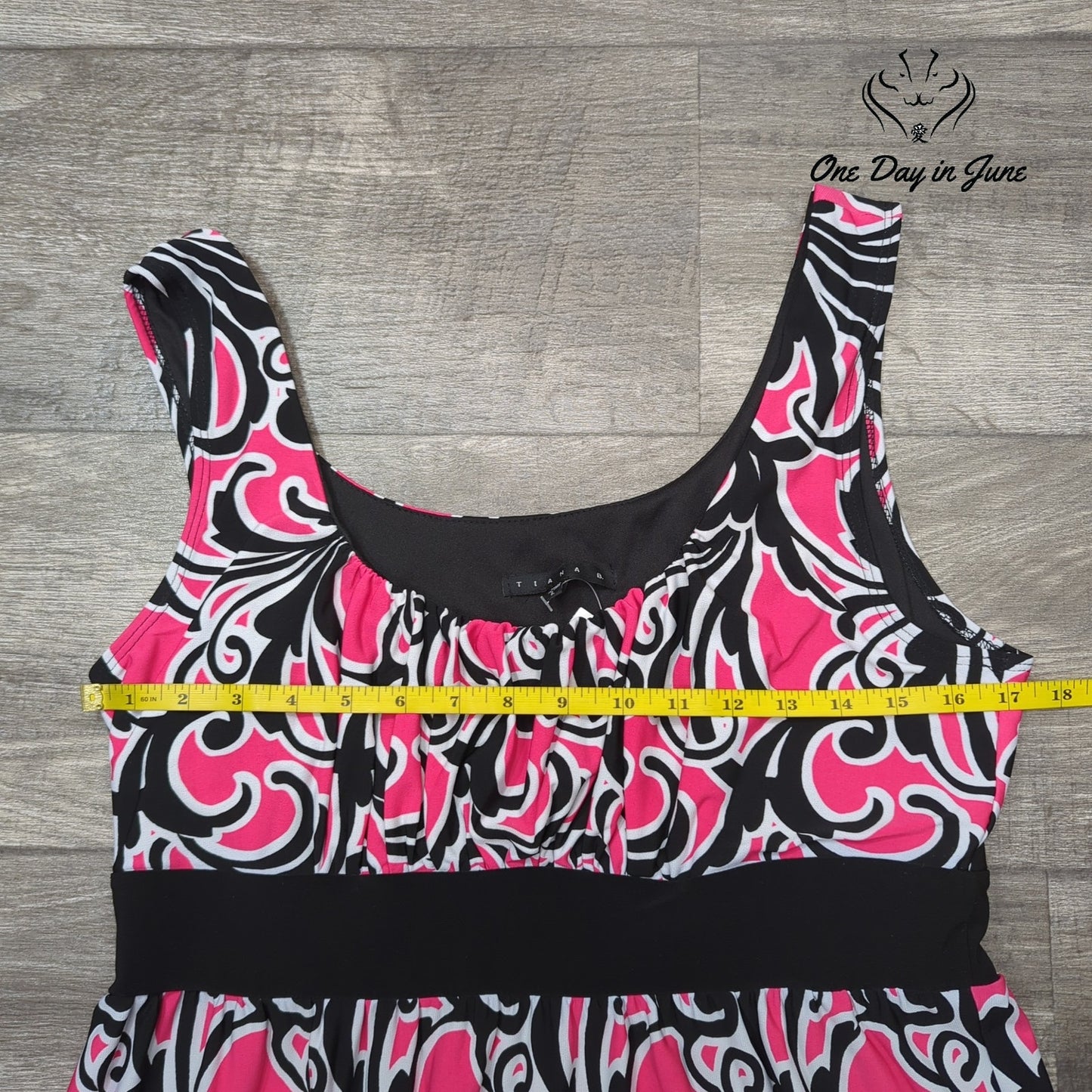 Cato Sleeveless Empire Waist Dress Pink Black White Print NWT Size L