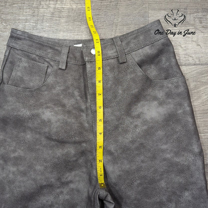 Topshop Faux Leather Straight Leg Pants Gray Washed High Rise Size 8