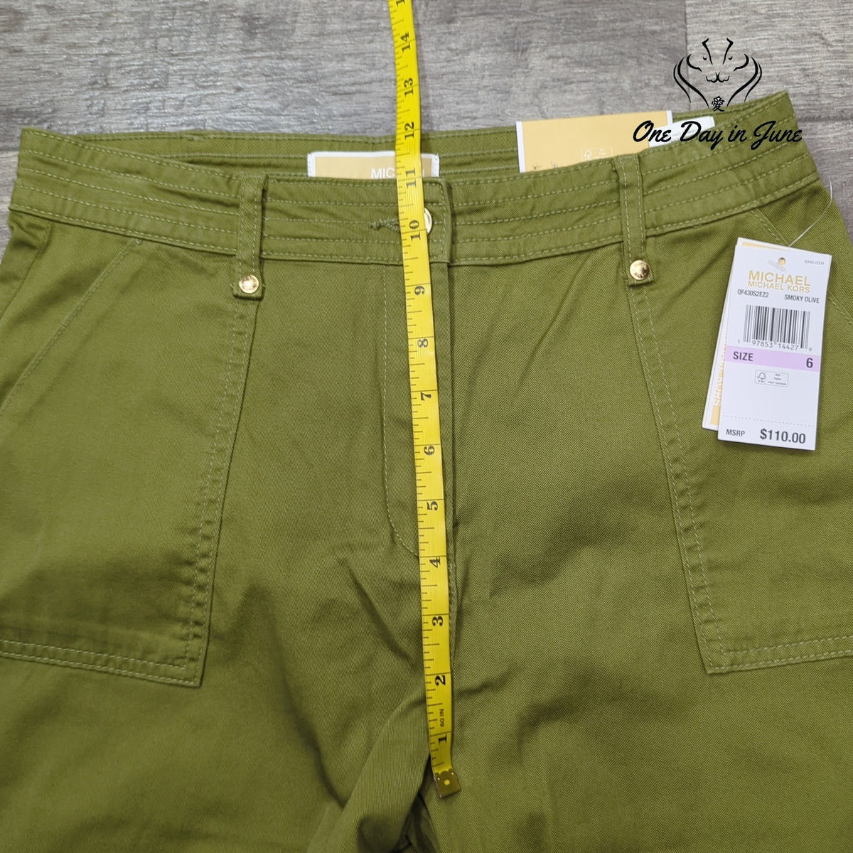 Michael Kors High Rise Straight Ankle Pants Smoky Olive Green NWT Size 6