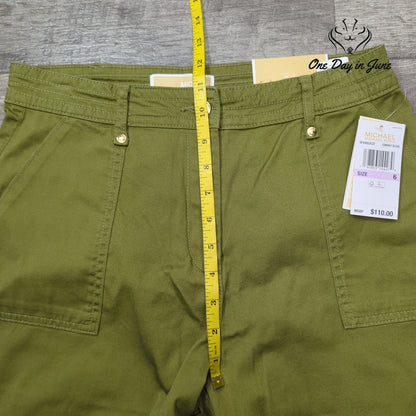 Michael Kors High Rise Straight Ankle Pants Smoky Olive Green NWT Size 6