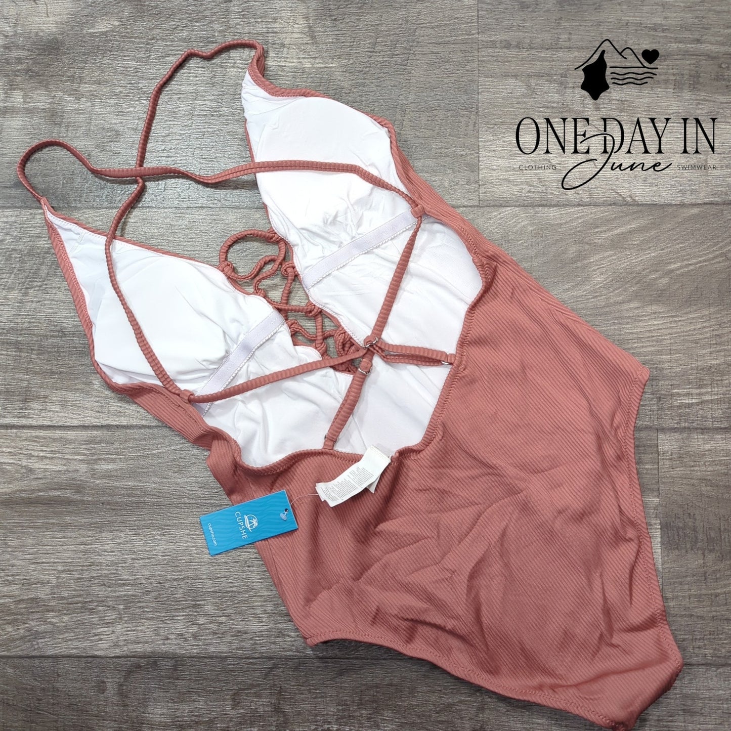 Cupshe Ribbed Lace Up Front Swimsuit Size L