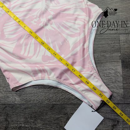 Alexandra Miro Iris Strapless One Piece Swimsuit Pink Botanical NWT Size S