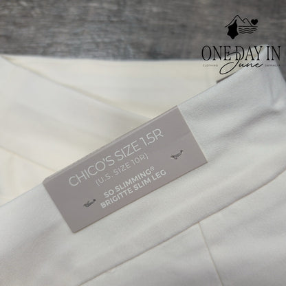 Chico's So Slimming Brigitte Slim Leg Crop Pants White NWT Size Chico's 1.5 (10)