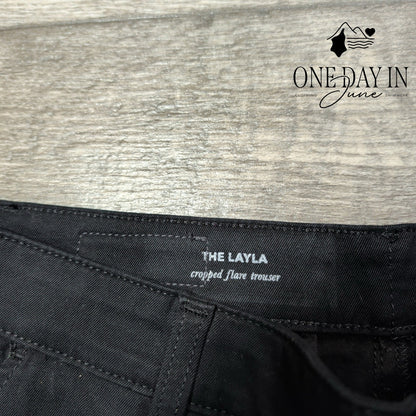 AG Adriano Goldschmied The Layla Cropped Flare Trouser Pants Black NWT Size 4