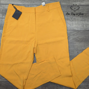 Massimo Dutti Straight Leg Tailored Dress Pants Mustard Yellow NWT Size 12