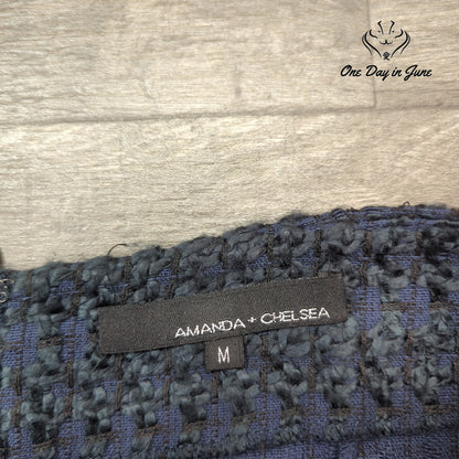 Amanda + Chelsea Boucle Tweed Pencil Knee Length Skirt Navy Blue Size M