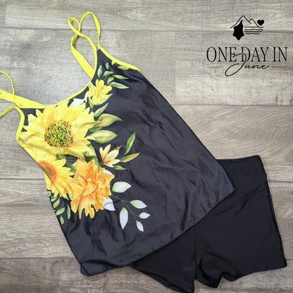 B2Prity Floral Boyshort Tankinii Swimsuit Size L