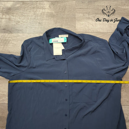 Skies Are Blue Curvy Kaulin Relaxed Button Down Shirt Navy NWT Size 2X
