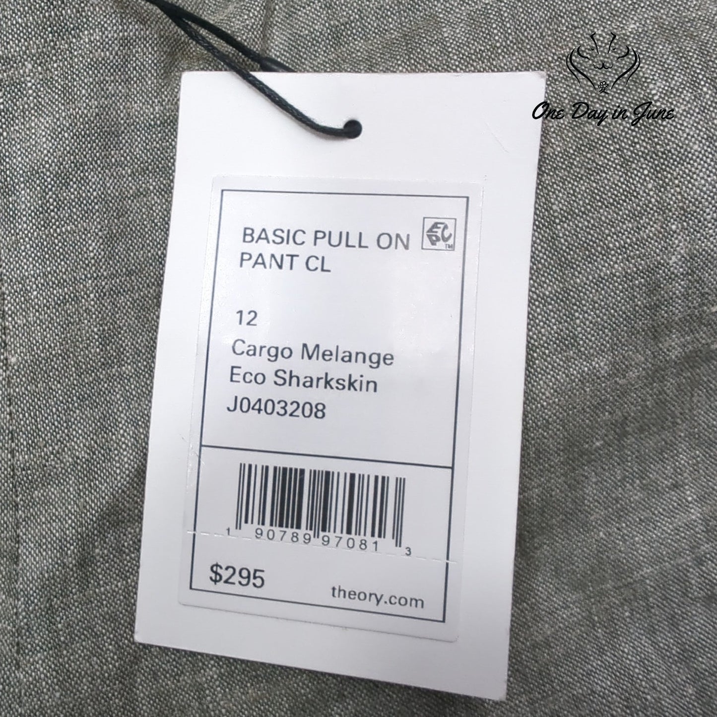Theory Basic Pull On Pants Gray Linen Blend Eco Sharkskin NWT $295 Size 12