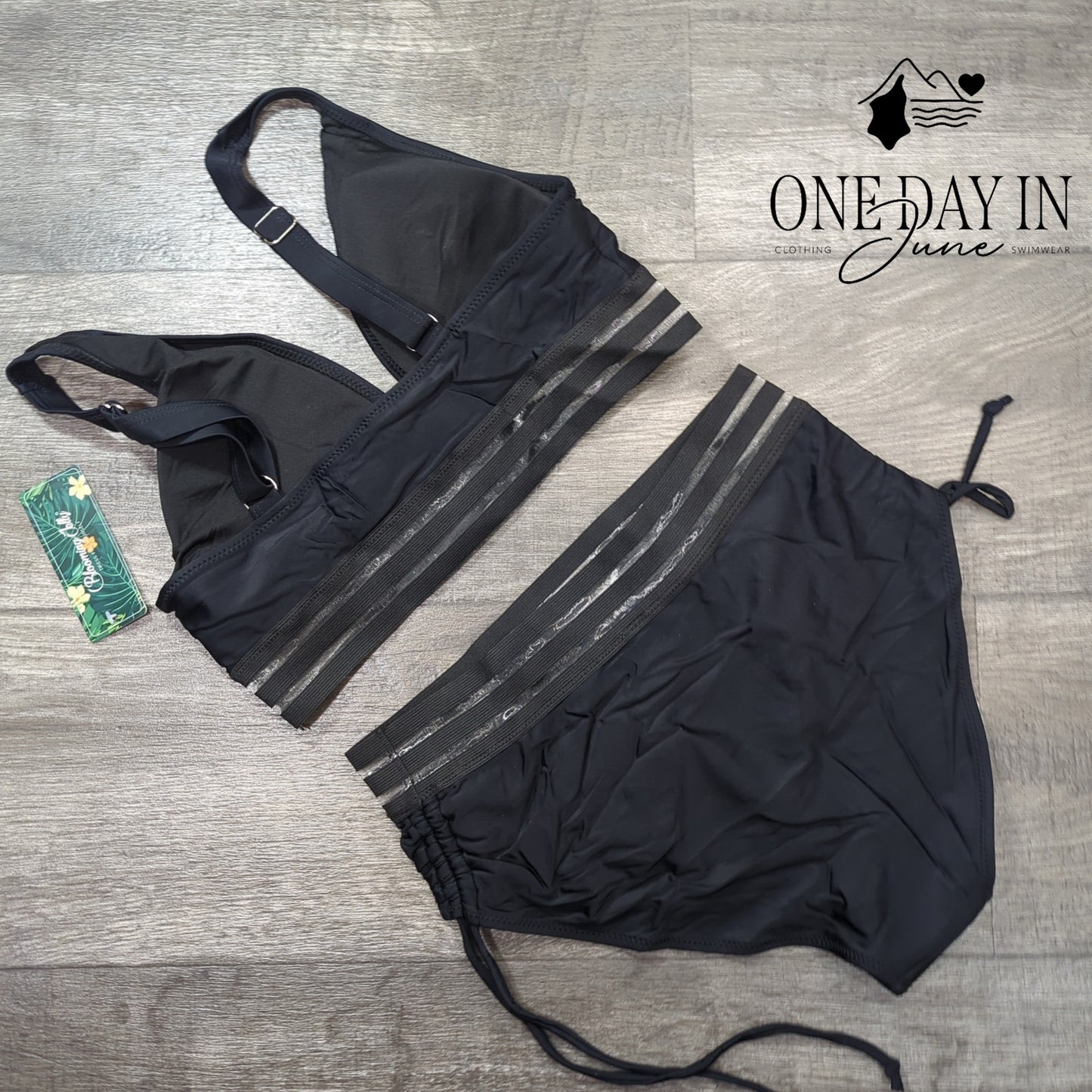 Blooming Jelly High Waist Drawstring Bikini Swimsuit Size M