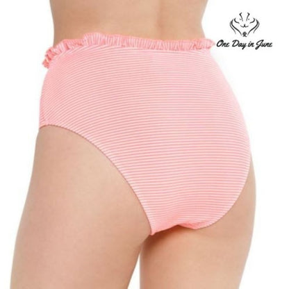 Arizona Jean Co. Seersucker Striped Flounce Bikini Bottom Size M