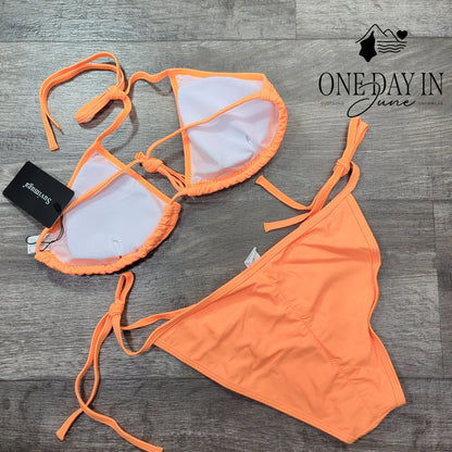 Suvimuga Adjustable Triangle Tie Side Bikini Swimsuit Size S