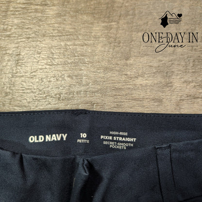 Old Navy High Rise Pixie Straight Pants Black Petite NWT Size 10P