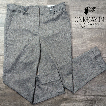 Loft The Riviera Slim Mid Rise Dress Pants Gray Tweed NWT Size 6