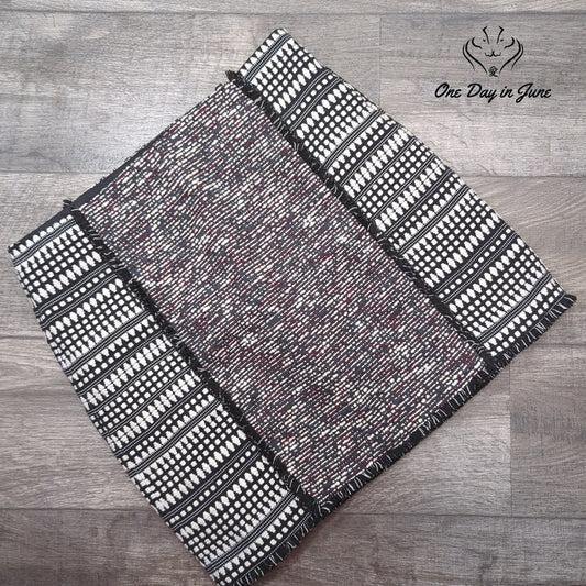 Loft Textured Tweed Mini Skirt Black White Burgundy Size 10