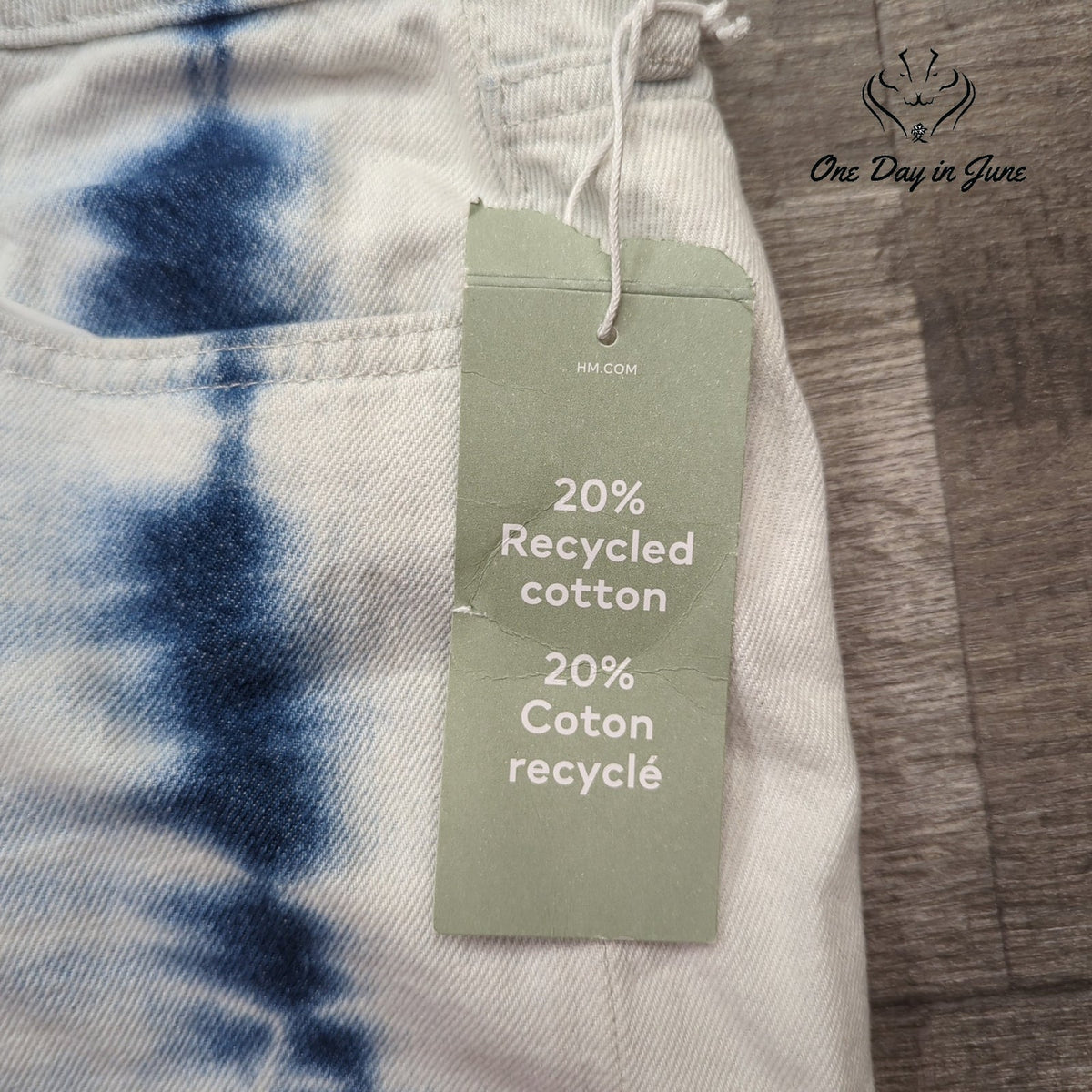 &Denim Divided &Denim Tie Dye Denim Cutoff Shorts Blue White NWT Size S