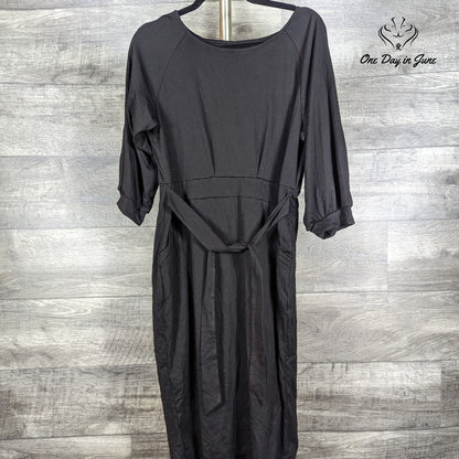 Popyoung Long Sleeve Tie Waist Casual Swing Dress Size XL
