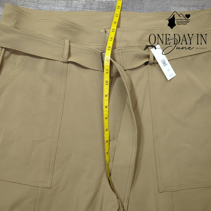 Banana Republic High Waisted Belted Crop Pants Tan Khaki NWT $120 Size 20