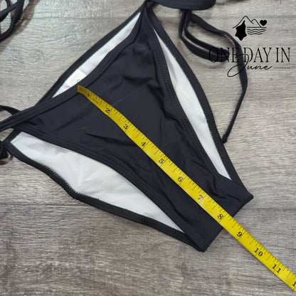 Atengnes Adjustable Triangle Tie Side Bikini Swimsuit Size S