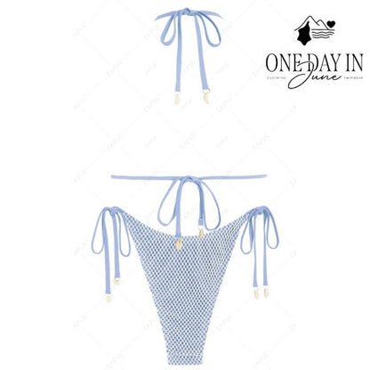 Zaful High Cut Tie Side Tie Back Bikini Swimsuit Size M
