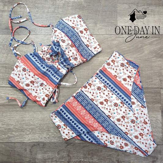 Zaful Lace Up Back Keyhole Bikini Swimsuit Size L