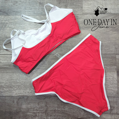 CharmLeaks High Cut Crop Bikini Swimsuit Size L